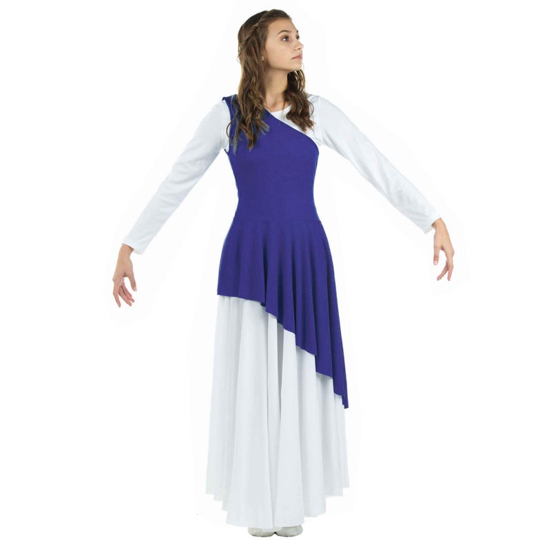 Danzcue Womenâ€™s Asymmetrical Dance Tunic Praise Dance Tunic for Women (White Dress Not Included), Deep Purple, Large-X-Large - Image 1